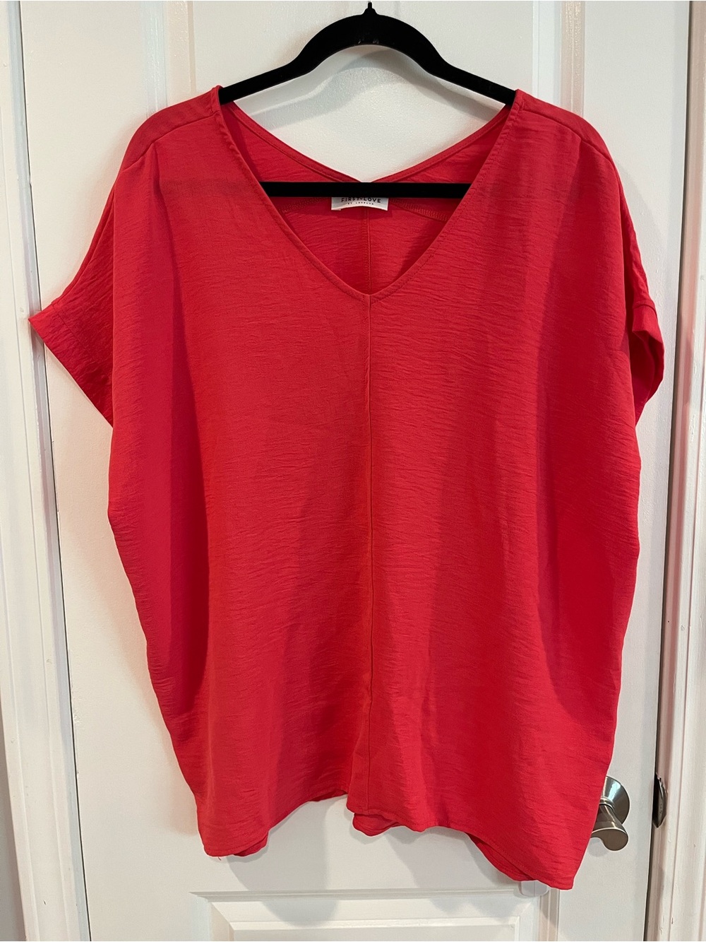 First Love V-Neck Dolman Tunic in Coral Red
